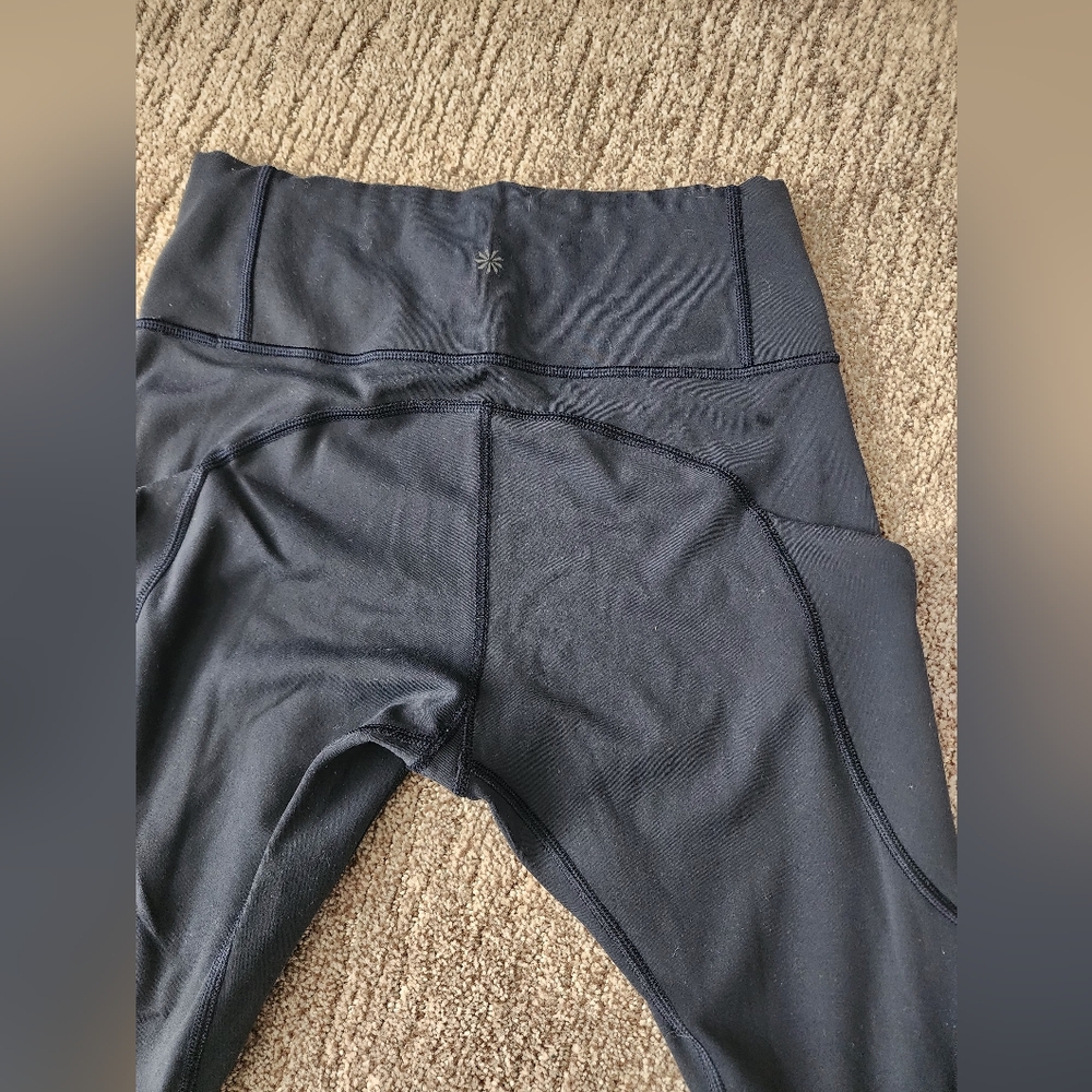 Athleta All In Navy Tights Leggings Size Small With Stash Pockets - Picture 7 of 8